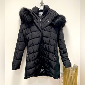 Calvin Klein Faux Fur hood Stretch Coat // Size Small // EUC